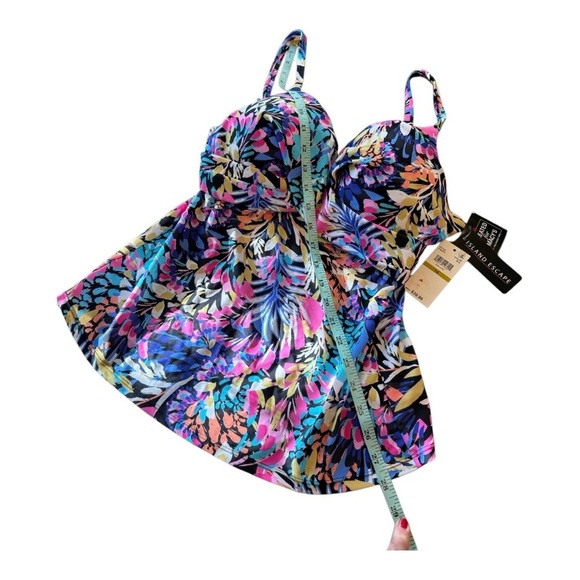 Island Escape Women's Floral Print Gemini Underwire Tankini Top -‎ 14 - Multi - Picture 6 of 13